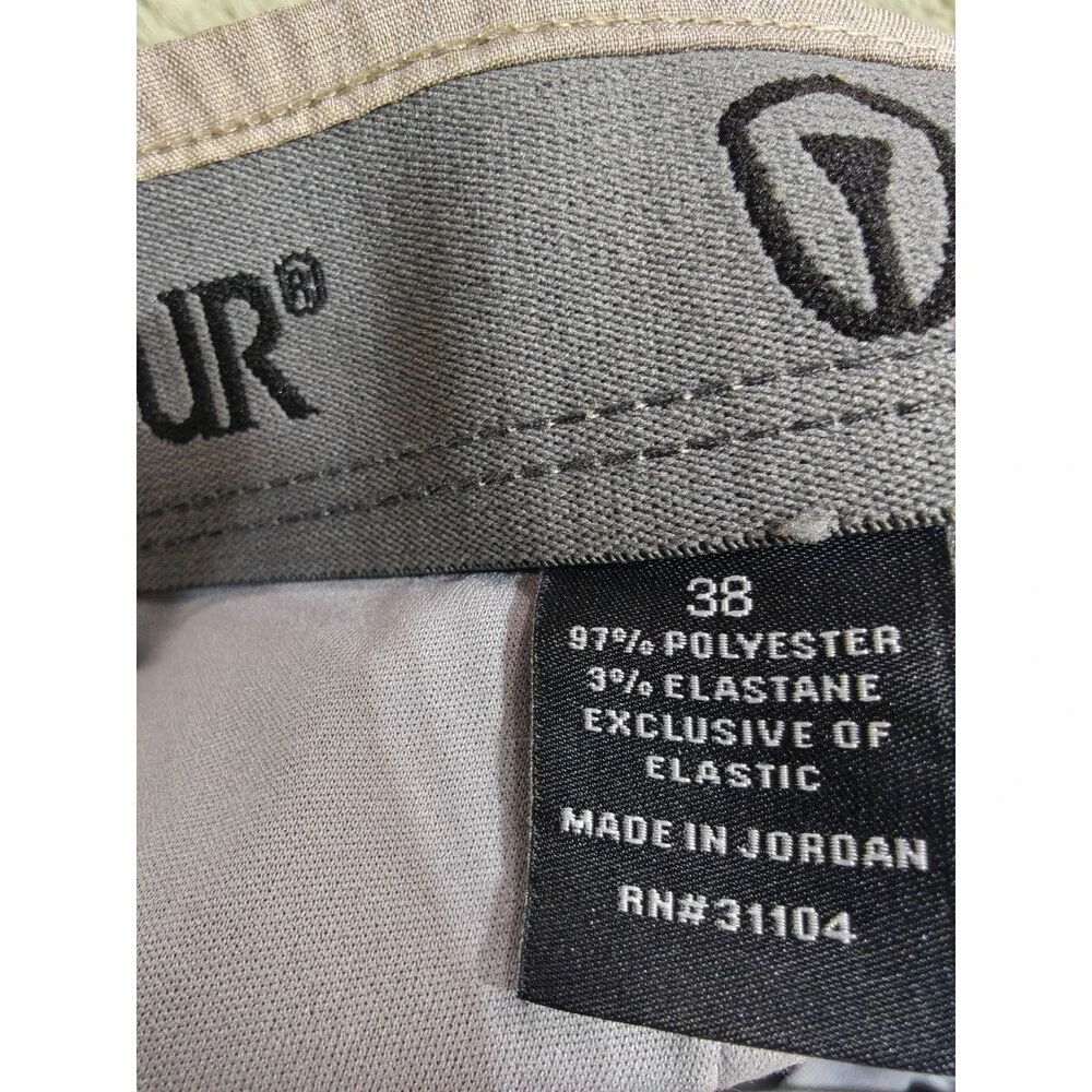 Pro Tour Mens Size 38 Golf Shorts Khaki Heather Stretch Flat Front Lightweight